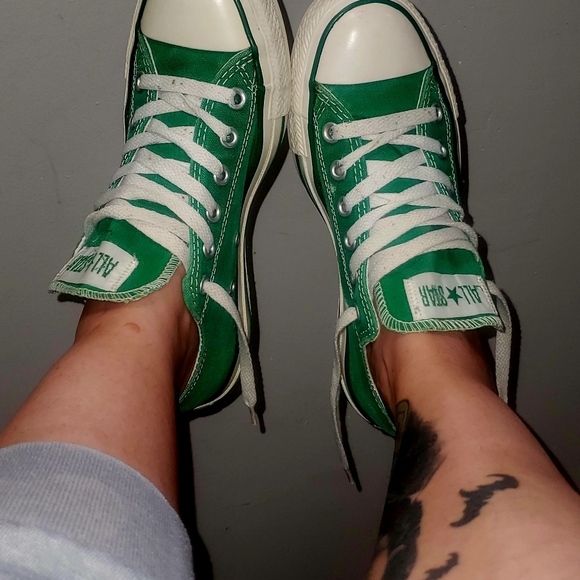 Well Loved Converse All Star Low Top Green Canvas Shoes M5 / W7 - Picture 10 of 16